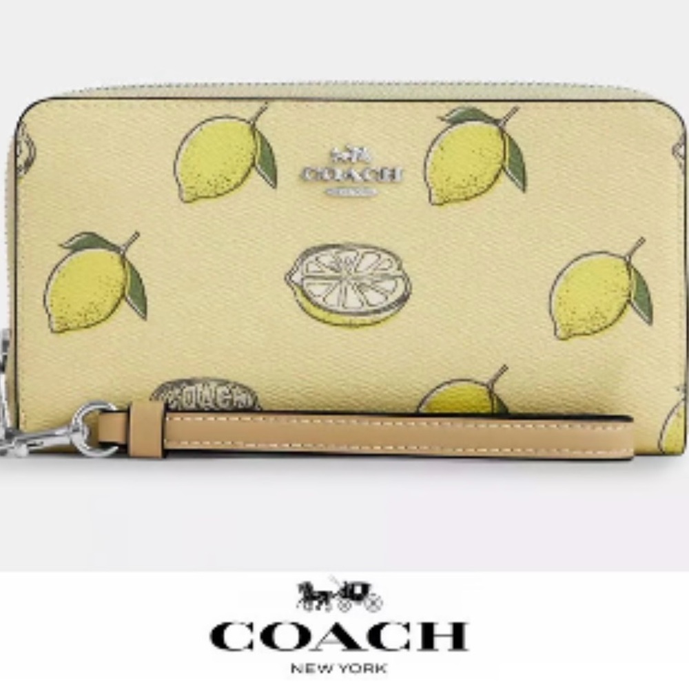 Coach Lemon Pattern Wallet Wristlet